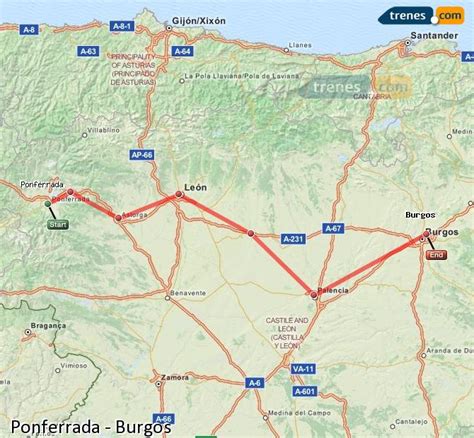 Ponferrada → Burgos: precios y horarios